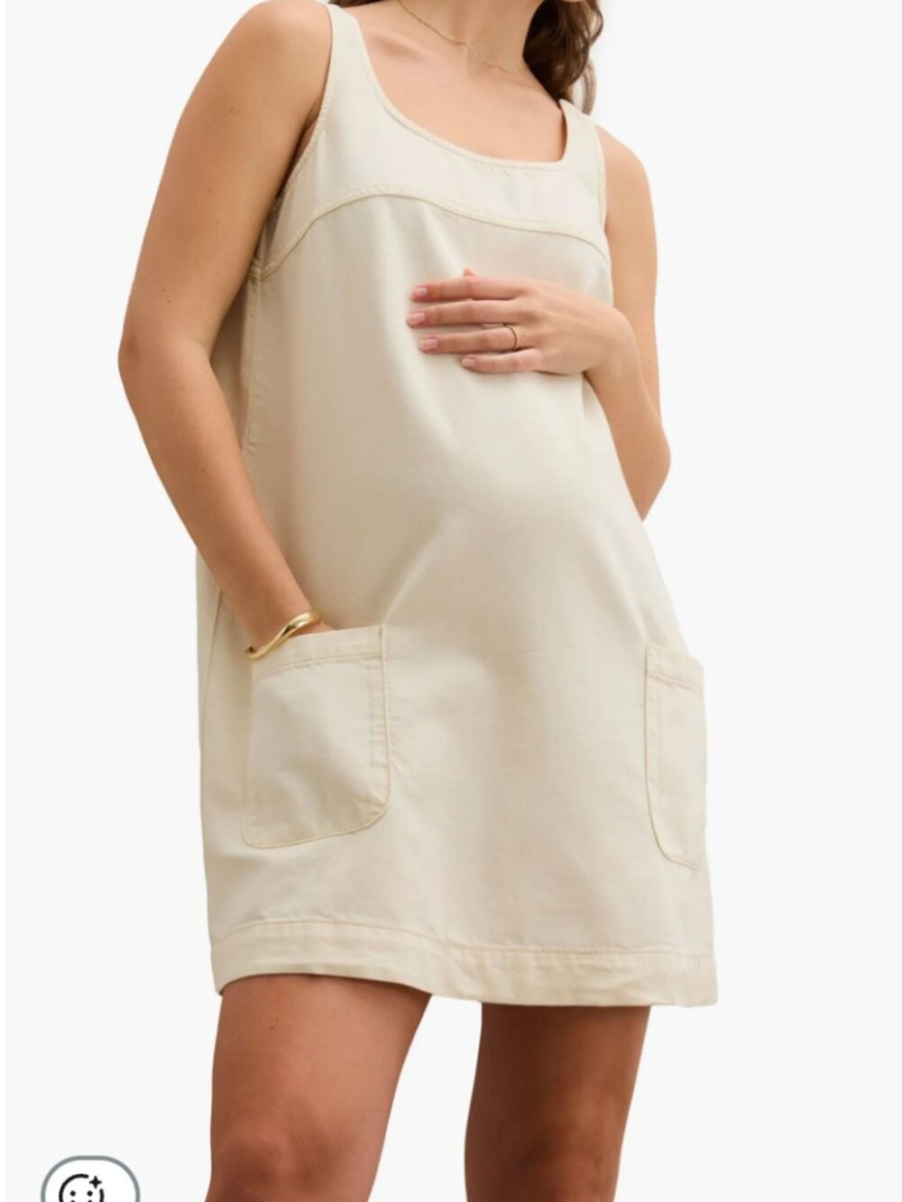 HATCH The Kiley Chalk (Cream) Denim Mini Maternity Dress sz S